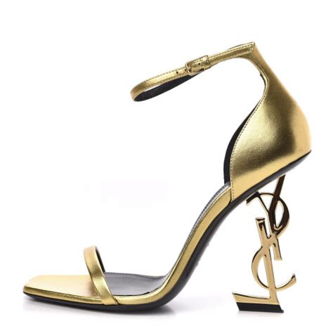 sandali ysl oro|SAINT LAURENT Metallic Lambskin Opyum 110 Sandals 39 Oro .